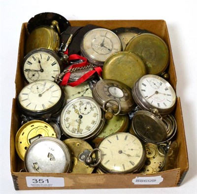 Lot 351 - Silver pocket watches and other pocket and fob watches (qty)