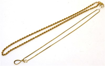 Lot 362 - A 9ct gold diamond set pendant on a 9ct gold chain, and a 9ct gold rope chain necklace (2)