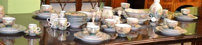 Lot 384 - A service of Scottish Tain pottery dinner ware decorated with a mushroom pattern; together with...