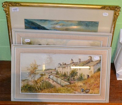 Lot 1025 - J Hughes Clayton (20th century), a pair of panoramic coastal watercolours, signed together with...