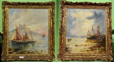 Lot 1029 - Hemy, Fishing vessels at low tide and fishing vessels off the coast, indistinctly signed, oil...