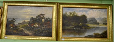 Lot 1036 - Henry Cooper, figures in a river landscape signed lower left together with another coastal...