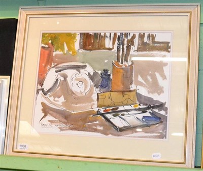 Lot 1038 - Patrick Nettleship ";Studio Painting"; watercolour, signed lower left