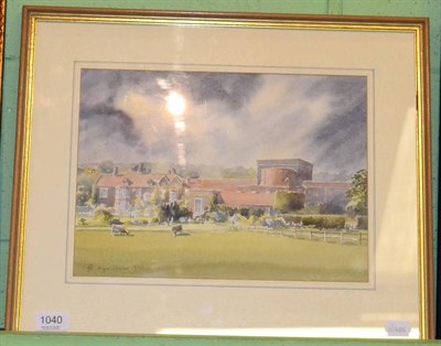 Lot 1040 - Davies (G. Wynn), 'Glyndebourne from the Fields', 1992, watercolour, 260mm x 350mm, mounted, framed