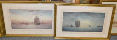 Lot 1050 - Norman Septimus Boyce (1895-1962) Sailing ships by moonlight, signed, watercolour together with...