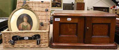 Lot 1063 - An early 20th century empty oak canteen with ivory label 'Manoah Rhodes & Sons Ltd', a painted over