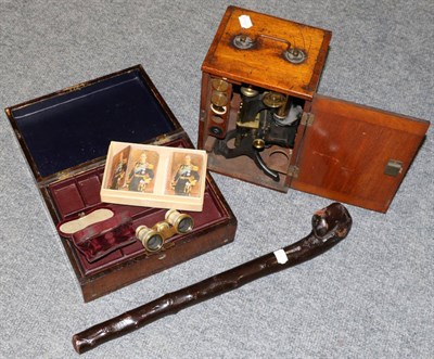 Lot 1074 - A mahogany cased microscope by J. Lucking, Birmingham, late 19th Century/early 20th Century;...