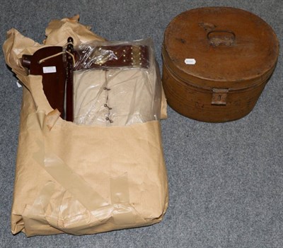 Lot 1088 - A mink fur jacket, metal hat box, box of linen and a camel stool