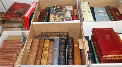 Lot 1110 - A large collection of books; leather bound Franklin Press, ";Punch Cartoons"; magazine,...