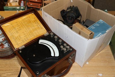 Lot 1123 - Edison & Swan Q And I Detector No.23492, dated 1918, in mahogany case with Broad Arrow mark to base