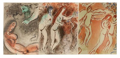 Lot 1141 - After Marc Chagall (1887-1985), 'Eve Incurs God's displeasure'; 'Adam and Eve are banished from...