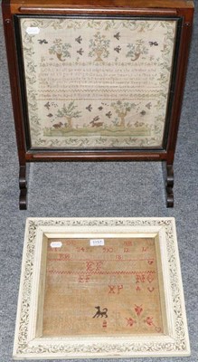 Lot 1157 - An early 19th century sampler, framed as a firescreen and another, framed sampler (2)