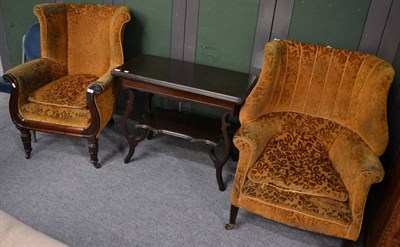 Lot 1186 - A pair of wing back armchairs