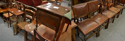 Lot 1188 - A group of furniture comprising a box stool, a nest of three reniform tables, set of three...