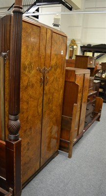 Lot 1198 - A five piece walnut bedroom suite, circa 1930