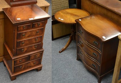 Lot 1203 - A Bevan & Funnell reproduction glove chest, a serpentine fronted bedside chest of drawers and...