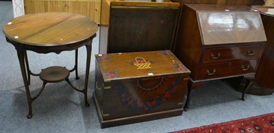 Lot 1210 - A painted chest, an occasional table and a bureau (3)