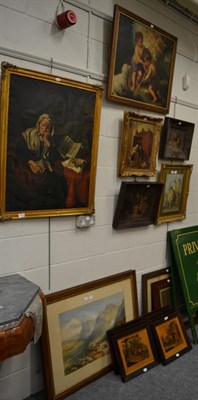 Lot 1219 - A collection of paintings and watercolours comprising a pair of watercolours, one signed W...