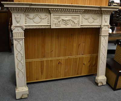 Lot 1220 - A George III style painted fireplace, 173cm wide