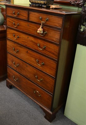 Lot 1231 - A George III mahogany chest of drawers, the moulded rectangular top above two short, over five long