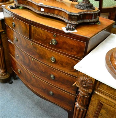 Lot 1271 - A George III mahogany four height, bow front chest of drawers