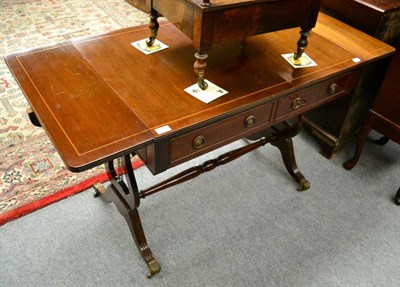 Lot 1272 - An inlaid mahogany drop leaf sofa table