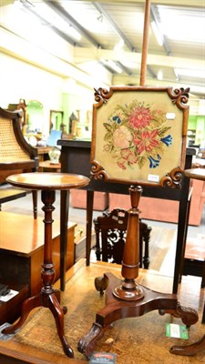 Lot 1276 - A 19th century needlework pole screen together with a mahogany occasional table