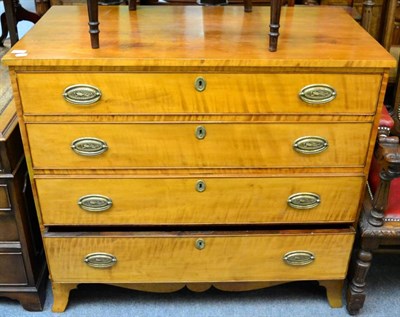 Lot 1286 - A George III satin birch four height chest of drawers