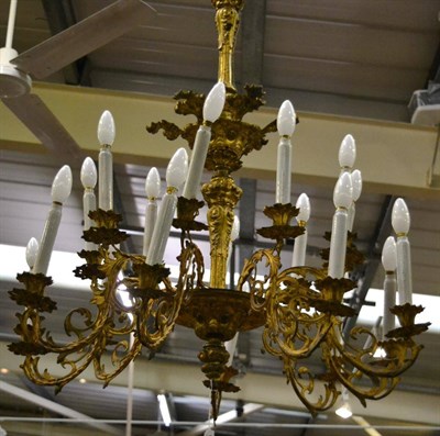 Lot 1290 - A fine 19th century French ormolu eighteen light electrolier, with scroll work arms, maximum...