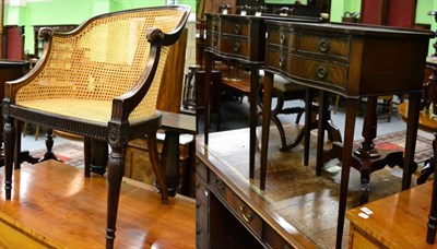 Lot 1301 - Two bedside cabinets and a bergere chair