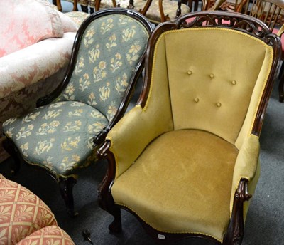 Lot 1308 - Two Victorian mahogany framed nursing chairs