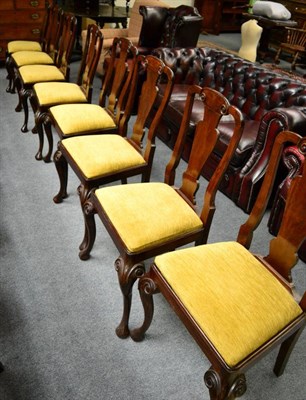 Lot 1317 - A set of eight Queen Anne style dining chairs with urn form splats