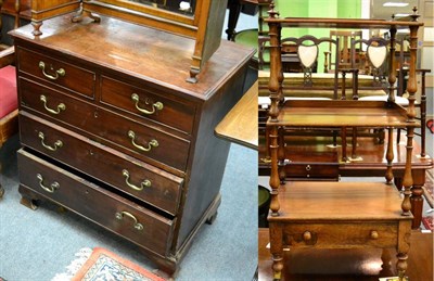 Lot 1333 - A George III mahogany four height chest of drawers together with a mid-19th century three tier...