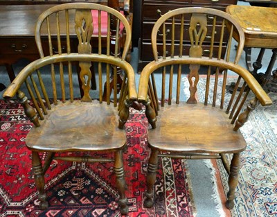 Lot 1344 - A pair of 19th century ash and elm Windsor armchairs