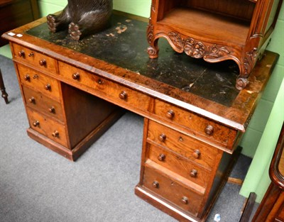 Lot 1347 - A Victorian oak twin pedestal desk