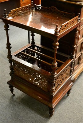 Lot 1363 - A 19th century rosewood whatnot with Canterbury base and decorated with pierced fret work