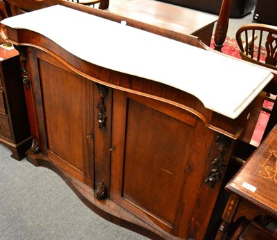 Lot 1374 - A Regency marble top rosewood cabinet with twin panelled doors