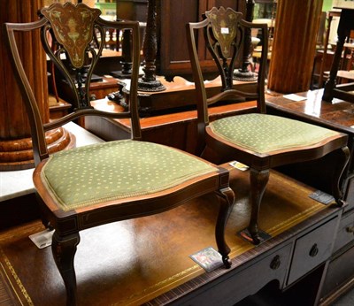 Lot 1379 - A pair of Edwardian inlaid mahogany parlour chairs