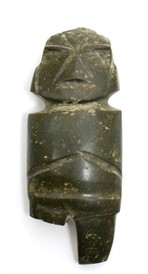 Lot 14 - A Mezcala carved green stone axe God figure, circa 300BCE- 200 AD, with stylised features and...
