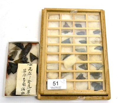 Lot 51 - A collection of Japanese Jomon obsidian arrowheads, circa 2500-1500 BCE, with a cased set of...