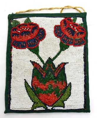 Lot 53 - A Native American/ First Nations beaded cloth bag, Washington State, circa 1920's, hand crafted...