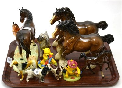 Lot 69 - A Beswick mare and foal group, Beswick mares, dogs, Winnie the Pooh figures etc
