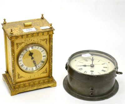 Lot 100 - A brass battery driven mantel timepiece together with a Smiths ships timepiece signed Kelvin &...