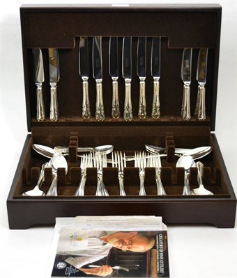 Lot 110 - A canteen of silver cutlery by United Cutlers of Sheffield comprising table forks, dessert...