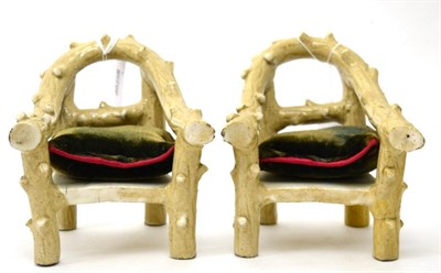 Lot 120 - A pair of Scottish pottery open armchairs