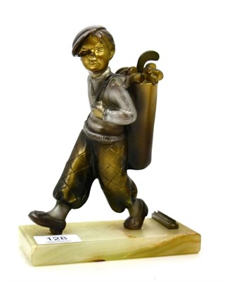 Lot 128 - A 20th century Lorenz cold painted bronze match striker in the form of a golfer with stamped...