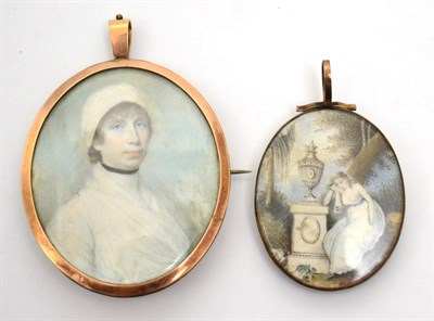 Lot 134 - An early 19th century miniature portrait of a lady and another miniature (2)