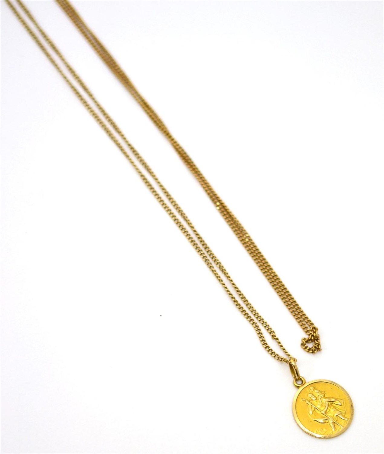 Lot 178 - A St Christopher pendant, stamped '10K' on chain and a 9ct gold chain