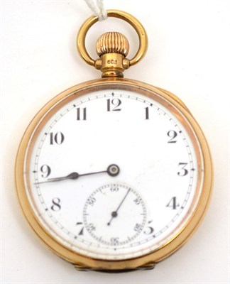 Lot 187 - An early 20th century 9ct gold open faced pocket watch