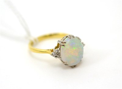 Lot 191 - A 15ct gold opal and diamond ring finger size O1/2